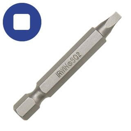 IRWIN Power Bit, #1 Square Recess, 1/4" Hex Shank with Groove, 2" Long, Carded, 1 per Card IWAF22SQ12